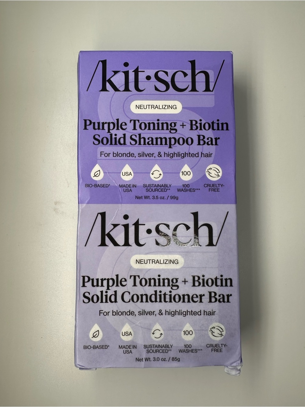 Kitsch Purple Toning + Biotin Solid Shampoo & Conditioner Set